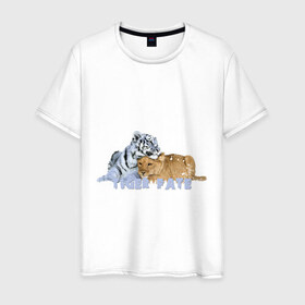 Мужская футболка хлопок с принтом Tiger fate , 100% хлопок | прямой крой, круглый вырез горловины, длина до линии бедер, слегка спущенное плечо. | tiger | животные | судьба тигра | тигр | хищники