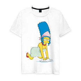 Мужская футболка хлопок с принтом Мардж , 100% хлопок | прямой крой, круглый вырез горловины, длина до линии бедер, слегка спущенное плечо. | simpsons | мардж | симпсоны | симсоны