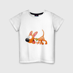 Детская футболка хлопок с принтом Cartoon dog (2) , 100% хлопок | круглый вырез горловины, полуприлегающий силуэт, длина до линии бедер | мультяшный | песик | собака