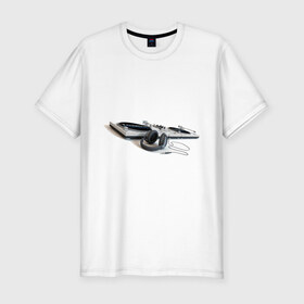 Мужская футболка премиум с принтом Музыка (12) , 92% хлопок, 8% лайкра | приталенный силуэт, круглый вырез ворота, длина до линии бедра, короткий рукав | вертушки | музыка | наушники | пластинки