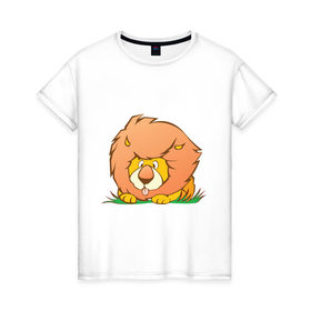 Женская футболка хлопок с принтом Sweet lion , 100% хлопок | прямой крой, круглый вырез горловины, длина до линии бедер, слегка спущенное плечо | животные | лев | милые животные