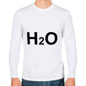 Мужской лонгслив хлопок с принтом H2O , 100% хлопок |  | Тематика изображения на принте: вода | наука | формула | химический | химия