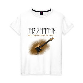 Женская футболка хлопок с принтом Led Zeppelin (2) , 100% хлопок | прямой крой, круглый вырез горловины, длина до линии бедер, слегка спущенное плечо | heavy metal | led zepelin | metal | rock | trash metal | квартет | лед | метал | рок | рок группа | рок группы | трэш метал | хеви метал | цеппелин