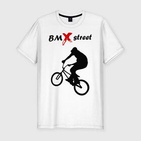 Мужская футболка премиум с принтом BMX street (2) , 92% хлопок, 8% лайкра | приталенный силуэт, круглый вырез ворота, длина до линии бедра, короткий рукав | bmx | extreme | street | бмх | велик | велосипед | улица | уличная культура | экстрим