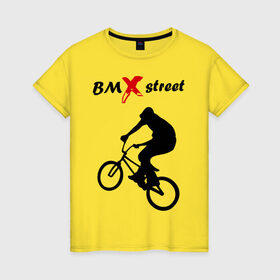 Женская футболка хлопок с принтом BMX street (2) , 100% хлопок | прямой крой, круглый вырез горловины, длина до линии бедер, слегка спущенное плечо | bmx | extreme | street | бмх | велик | велосипед | улица | уличная культура | экстрим