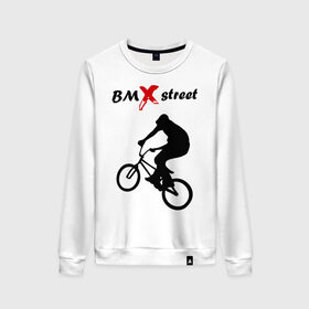 Женский свитшот хлопок с принтом BMX street (2) , 100% хлопок | прямой крой, круглый вырез, на манжетах и по низу широкая трикотажная резинка  | bmx | extreme | street | бмх | велик | велосипед | улица | уличная культура | экстрим