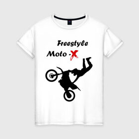 Женская футболка хлопок с принтом Мотокросс (2) , 100% хлопок | прямой крой, круглый вырез горловины, длина до линии бедер, слегка спущенное плечо | moto gp | motokross | x fighters | мото | мотокросс | х файтерс | экстрим