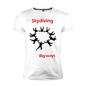 Мужская футболка премиум с принтом Skydiving , 92% хлопок, 8% лайкра | приталенный силуэт, круглый вырез ворота, длина до линии бедра, короткий рукав | Тематика изображения на принте: sky | skydiving | небо | парашют | парашютизм | скай | скайдайвинг