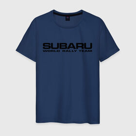 Мужская футболка хлопок с принтом Subaru world rally team (2) , 100% хлопок | прямой крой, круглый вырез горловины, длина до линии бедер, слегка спущенное плечо. | Тематика изображения на принте: rally | subaru | subaru субарик | team | world | world rally team | авто2012 | ралли | субару
