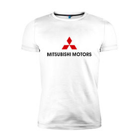 Мужская футболка премиум с принтом Mitsubishi motors , 92% хлопок, 8% лайкра | приталенный силуэт, круглый вырез ворота, длина до линии бедра, короткий рукав | mitsubishi | mitsubishi motors | авто | автомобили | машины | митсубиси | митсубиси моторс | тачки