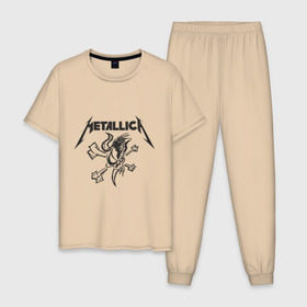 Мужская пижама хлопок с принтом Metallica (8) , 100% хлопок | брюки и футболка прямого кроя, без карманов, на брюках мягкая резинка на поясе и по низу штанин
 | металлика