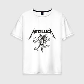 Женская футболка хлопок Oversize с принтом Metallica (8) , 100% хлопок | свободный крой, круглый ворот, спущенный рукав, длина до линии бедер
 | металлика