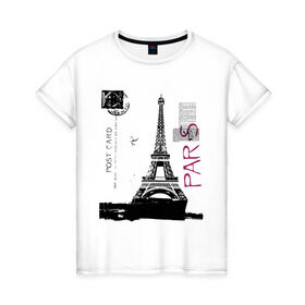 Женская футболка хлопок с принтом Paris , 100% хлопок | прямой крой, круглый вырез горловины, длина до линии бедер, слегка спущенное плечо | france | paris | париж | парижанка | франция | французский | эйфелева башня