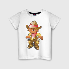 Детская футболка хлопок с принтом Ковбой , 100% хлопок | круглый вырез горловины, полуприлегающий силуэт, длина до линии бедер | 