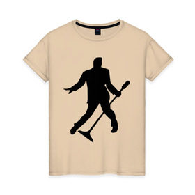 Женская футболка хлопок с принтом Elvis Presley , 100% хлопок | прямой крой, круглый вырез горловины, длина до линии бедер, слегка спущенное плечо | 