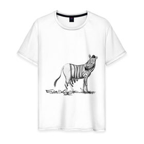 Мужская футболка хлопок с принтом Zebra , 100% хлопок | прямой крой, круглый вырез горловины, длина до линии бедер, слегка спущенное плечо. | 
