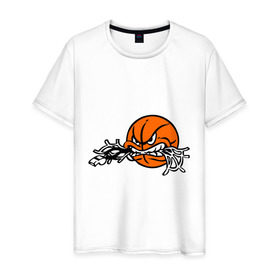 Мужская футболка хлопок с принтом Мячик , 100% хлопок | прямой крой, круглый вырез горловины, длина до линии бедер, слегка спущенное плечо. | basketball | мяч