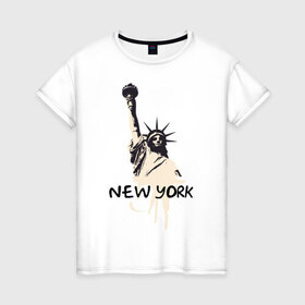 Женская футболка хлопок с принтом New York (2) , 100% хлопок | прямой крой, круглый вырез горловины, длина до линии бедер, слегка спущенное плечо | america | америка | американский | нью йорк | свободы | статуя