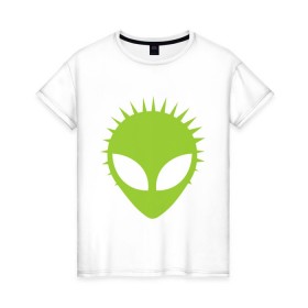 Женская футболка хлопок с принтом Гуманоид , 100% хлопок | прямой крой, круглый вырез горловины, длина до линии бедер, слегка спущенное плечо | гуманоид | инопланетянин | летающая тарелка | нло | пришелец | пришельцы