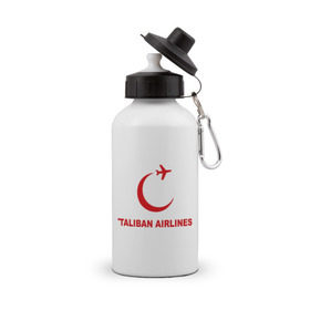 Бутылка спортивная с принтом Taliban airlines (2) , металл | емкость — 500 мл, в комплекте две пластиковые крышки и карабин для крепления | Тематика изображения на принте: airlines | taliban | авиалинии | полет | рейс | самолет | талибы