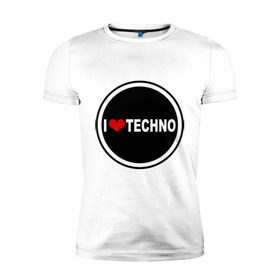 Мужская футболка премиум с принтом I love techno (2) , 92% хлопок, 8% лайкра | приталенный силуэт, круглый вырез ворота, длина до линии бедра, короткий рукав | Тематика изображения на принте: 