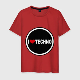 Мужская футболка хлопок с принтом I love techno (2) , 100% хлопок | прямой крой, круглый вырез горловины, длина до линии бедер, слегка спущенное плечо. | 