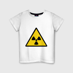 Детская футболка хлопок с принтом Эмблема (5) , 100% хлопок | круглый вырез горловины, полуприлегающий силуэт, длина до линии бедер | Тематика изображения на принте: radiation | знак | знак радиации | предупреждение | радиация | эмблема