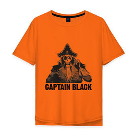 Мужская футболка хлопок Oversize с принтом Captain Black , 100% хлопок | свободный крой, круглый ворот, “спинка” длиннее передней части | пират | скелет