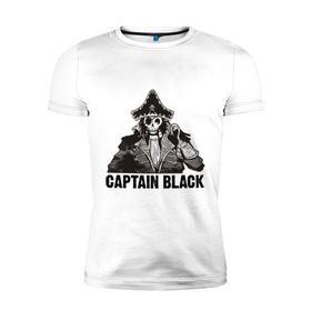 Мужская футболка премиум с принтом Captain Black , 92% хлопок, 8% лайкра | приталенный силуэт, круглый вырез ворота, длина до линии бедра, короткий рукав | пират | скелет