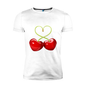 Мужская футболка премиум с принтом Chery love , 92% хлопок, 8% лайкра | приталенный силуэт, круглый вырез ворота, длина до линии бедра, короткий рукав | cherry | chery | love | вишенки | вишня | любовь