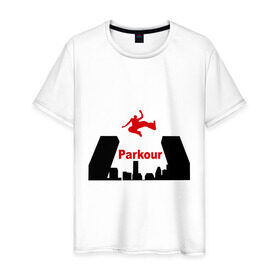 Мужская футболка хлопок с принтом Parkour (3) , 100% хлопок | прямой крой, круглый вырез горловины, длина до линии бедер, слегка спущенное плечо. | parkour | паркур | паркурщик