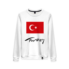 Женский свитшот хлопок с принтом Turkey (2) , 100% хлопок | прямой крой, круглый вырез, на манжетах и по низу широкая трикотажная резинка  | turkey | алания | анталья | белек | отдых в турции | отпуск в турции | турецкий флаг | турция | флаг турции