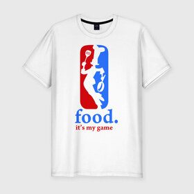 Мужская футболка премиум с принтом Food - it`s my game , 92% хлопок, 8% лайкра | приталенный силуэт, круглый вырез ворота, длина до линии бедра, короткий рукав | 