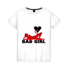 Женская футболка хлопок с принтом Bad girl with heart , 100% хлопок | прямой крой, круглый вырез горловины, длина до линии бедер, слегка спущенное плечо | 
