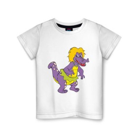 Детская футболка хлопок с принтом Динозаврик , 100% хлопок | круглый вырез горловины, полуприлегающий силуэт, длина до линии бедер | Тематика изображения на принте: динозавр | динозаврик | дракон. дракончик