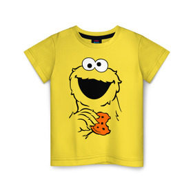 Детская футболка хлопок с принтом Cookie monsters - с печеньем , 100% хлопок | круглый вырез горловины, полуприлегающий силуэт, длина до линии бедер | cookie monster | куки монстр | сезам | улица сезам