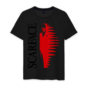 Мужская футболка хлопок с принтом Аль Пачино - Scarface (black) , 100% хлопок | прямой крой, круглый вырез горловины, длина до линии бедер, слегка спущенное плечо. | scarface | аль | лицо со шрамом | пачино