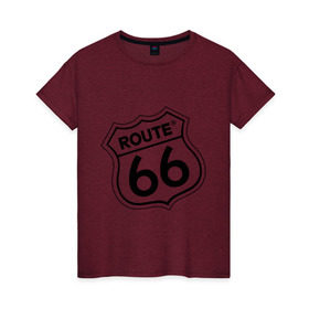 Женская футболка хлопок с принтом Route 66 (3) , 100% хлопок | прямой крой, круглый вырез горловины, длина до линии бедер, слегка спущенное плечо | 66 | route 66 | авто | автомобиль | главная дорога сшаroute | машины | тачки
