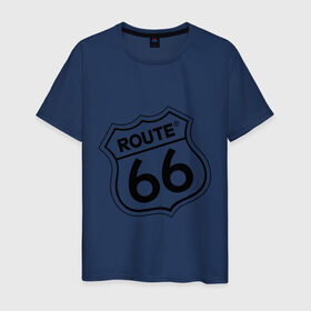 Мужская футболка хлопок с принтом Route 66 (3) , 100% хлопок | прямой крой, круглый вырез горловины, длина до линии бедер, слегка спущенное плечо. | 66 | route 66 | авто | автомобиль | главная дорога сшаroute | машины | тачки