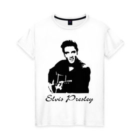 Женская футболка хлопок с принтом Elvis Presley (2) , 100% хлопок | прямой крой, круглый вырез горловины, длина до линии бедер, слегка спущенное плечо | гитара