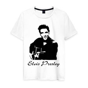 Мужская футболка хлопок с принтом Elvis Presley (2) , 100% хлопок | прямой крой, круглый вырез горловины, длина до линии бедер, слегка спущенное плечо. | гитара