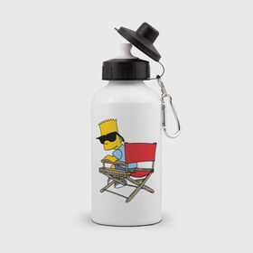 Бутылка спортивная с принтом Барт Симпсон , металл | емкость — 500 мл, в комплекте две пластиковые крышки и карабин для крепления | гомер