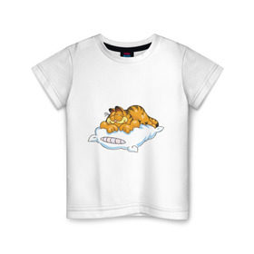 Детская футболка хлопок с принтом Гарфилд , 100% хлопок | круглый вырез горловины, полуприлегающий силуэт, длина до линии бедер | garfield | гарфилд