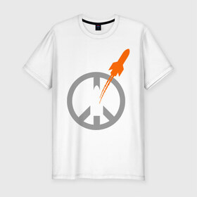 Мужская футболка премиум с принтом Pacific war , 92% хлопок, 8% лайкра | приталенный силуэт, круглый вырез ворота, длина до линии бедра, короткий рукав | война | мир | мирная война | ракета