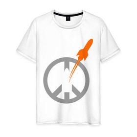 Мужская футболка хлопок с принтом Pacific war , 100% хлопок | прямой крой, круглый вырез горловины, длина до линии бедер, слегка спущенное плечо. | Тематика изображения на принте: война | мир | мирная война | ракета