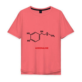 Мужская футболка хлопок Oversize с принтом Адреналин , 100% хлопок | свободный крой, круглый ворот, “спинка” длиннее передней части | Тематика изображения на принте: adrenaline | адреналин | формула | химическая формула | химия