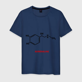 Мужская футболка хлопок с принтом Адреналин , 100% хлопок | прямой крой, круглый вырез горловины, длина до линии бедер, слегка спущенное плечо. | adrenaline | адреналин | формула | химическая формула | химия