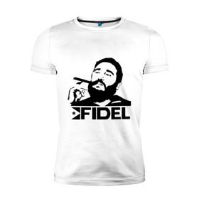Мужская футболка премиум с принтом Фидель Кастро , 92% хлопок, 8% лайкра | приталенный силуэт, круглый вырез ворота, длина до линии бедра, короткий рукав | кастро | куба | лидер | предводитель | свобода | фидель