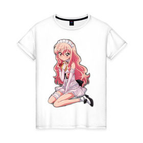 Женская футболка хлопок с принтом Аниме сердитая девушка , 100% хлопок | прямой крой, круглый вырез горловины, длина до линии бедер, слегка спущенное плечо | anime | аниме | аниме сердитая девушка | анимэ