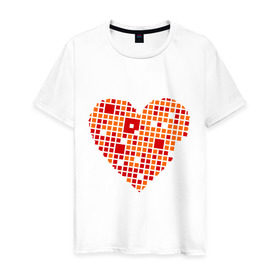 Мужская футболка хлопок с принтом Сердце из квадратиков , 100% хлопок | прямой крой, круглый вырез горловины, длина до линии бедер, слегка спущенное плечо. | квадрат | квадратики | сердечко | сердце